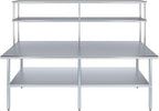 Amgood Stainless Steel Work Table Double Tier Overshelf | Metal Kitchen Prep by AmGood