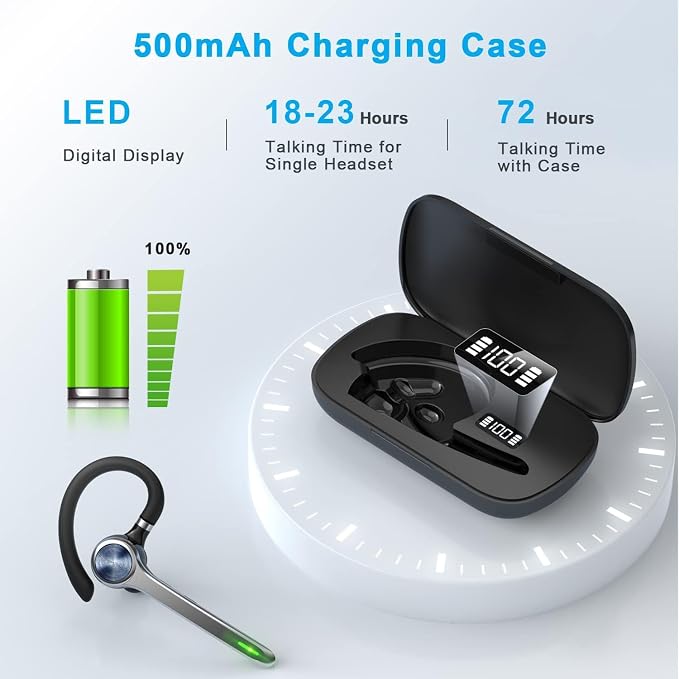 Bluetooth Headset, Wireless Bluetooth Earpiece - Image 4