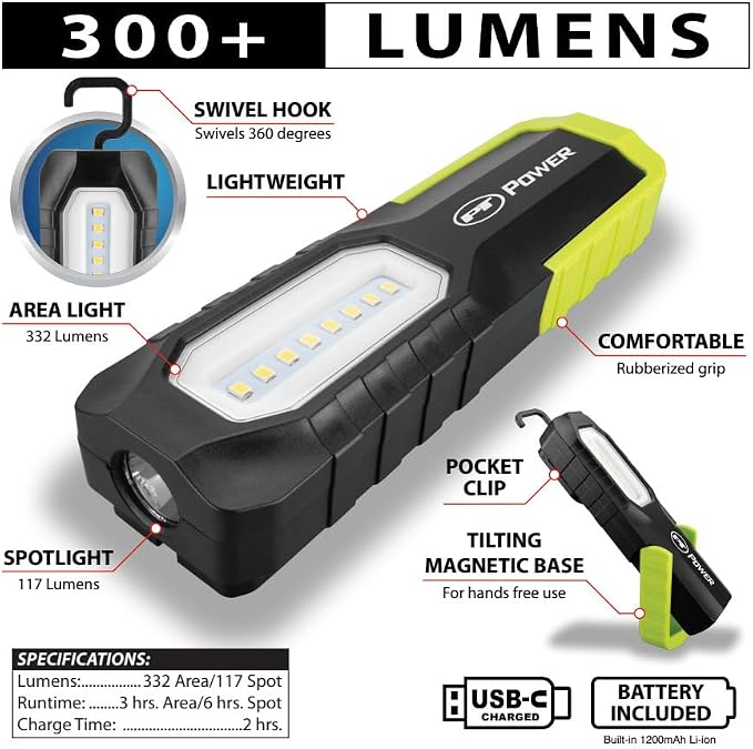 Performance Tool W2685 300+ Lumens 2-in-1 Li-Ion Work Light - Image 3