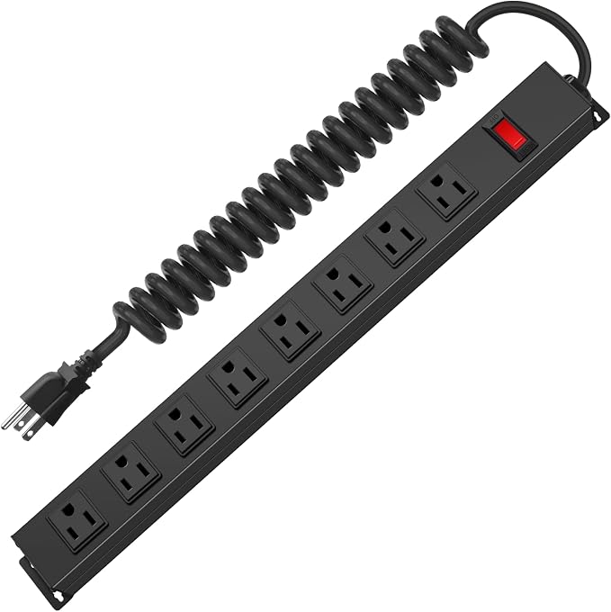 HHSOET 8 Outlet Metal Wall Mount Power Strip, Mountable Outlet by HHSOET