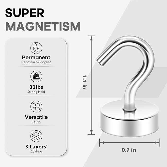 Neosmuk Magnetic Hooks, Cruise Ship Essentials, 30lb+ Heavy Duty Magnetic Hooks - Image 6
