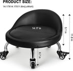 Rolling Stool with Backrest Low Height Rolling Stool with PU Leather, Roller - Image 3