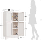 White Bathroom Floor Cabinet, Metal Storage Cabinet - Image 3