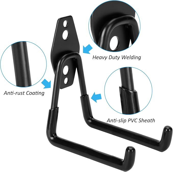 6 Pack Garage Hooks Heavy Duty, 4.9 inch Utility Steel Garage Hanger & Organizer - Image 3
