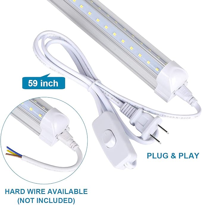 25 Pack, Led Shop Lights, 8FT Led Shop Light, 100W 6000K 15000LM Clear White - Image 2