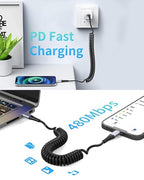Coiled USB C to Lightning Cable - Image 6