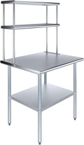 AmGood Stainless Steel Work Table Double Tier Overshelf 30" x 36" Work Table + by AmGood