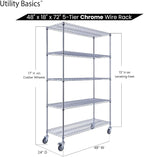 48"x18"x72" Chrome 5-Tier PREMIUM Wire Shelving NSF 4000 LBS MAX CAPACITY Heavy - Image 7