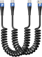 USB C Cable 100W 3FT Coiled USB C to USB C Charger Cable by PRAKIE