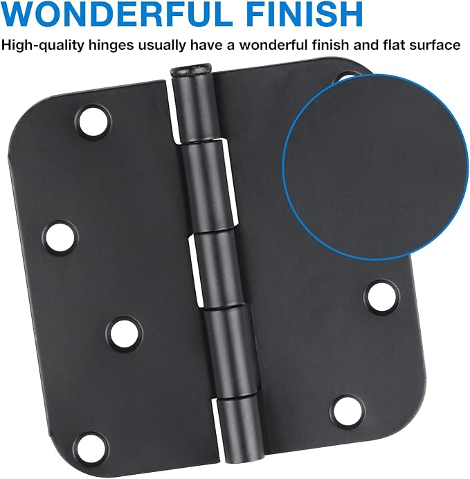 18 Pack Black Door Hinges 4 Inch x4 Rounded Heavy Duty Exterior Door Hinges - Image 3