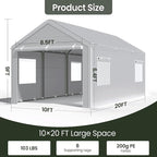 Carport 10x20 Ft, Heavy Duty Car Canopy - Image 3