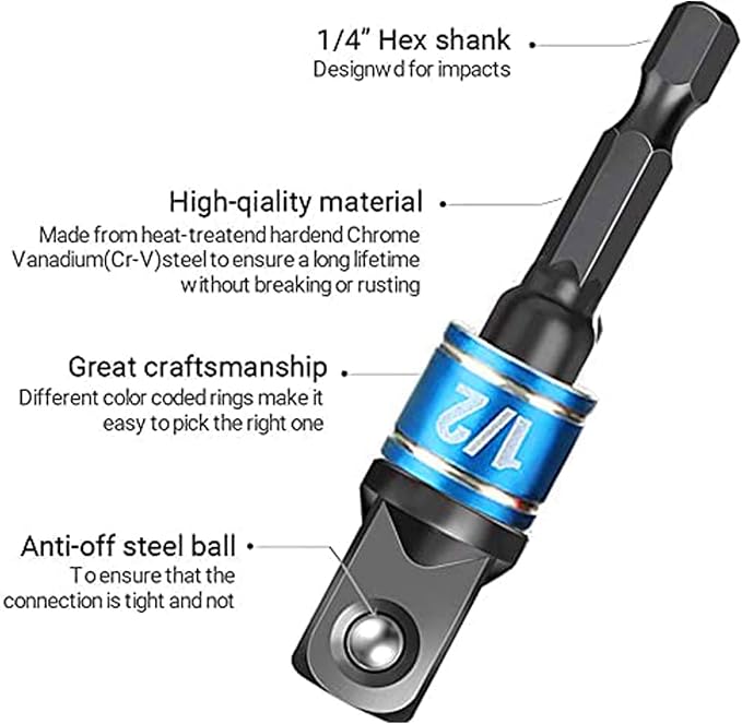 17pcs Flexible Drill Bit Extension, Include 3pcs Impact Socket Adapter 2pcs Hex - Image 8