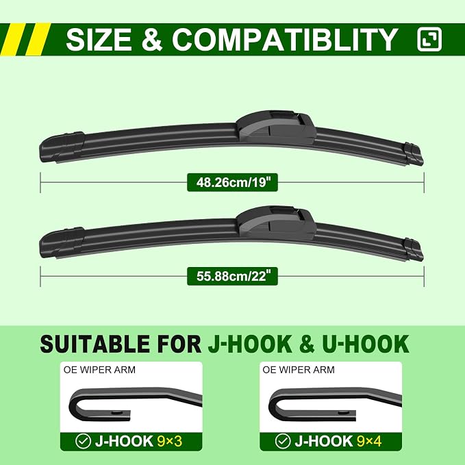OEM Quality 22in + 19in Premium All-Season Windshield Wiper Blades - Image 2