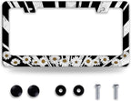 Sun License Plate Frame Black White Daisy Flowers License Plate Frames Funny by NINANMY