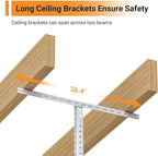 4ftx8ft Overhead Garage Storage Rack, Heavy-Duty Metal Garage Ceiling Storage - Image 3