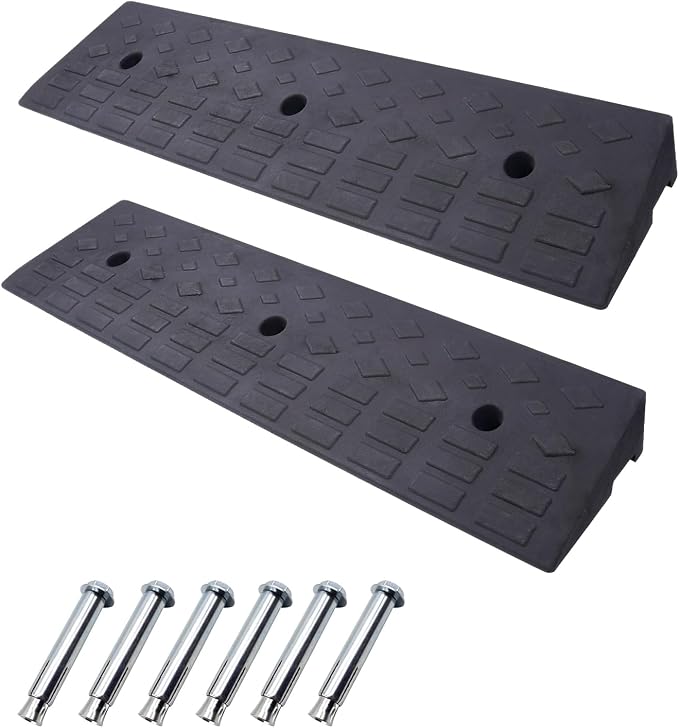 2 Pack 4'' Rise Rubber Curb Ramp Heavy Duty Loading Rubber Curb Ramps 22000lbs by METFUIN