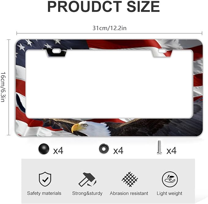 American Flag Eagle License Plate Frames - Image 4