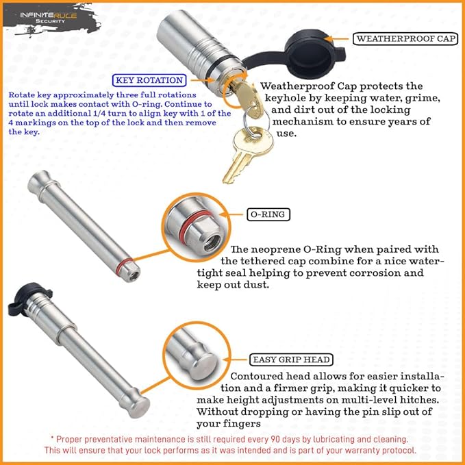 61671 | 3 Pack, Keyed Alike, Receiver Locks - Image 5