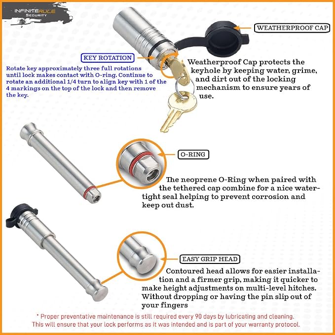 61450 | 2 Pack, Keyed Alike, Receiver Locks - Image 3