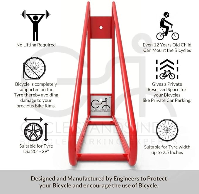 Bike Wall Mount Vertical Hanger - Image 3