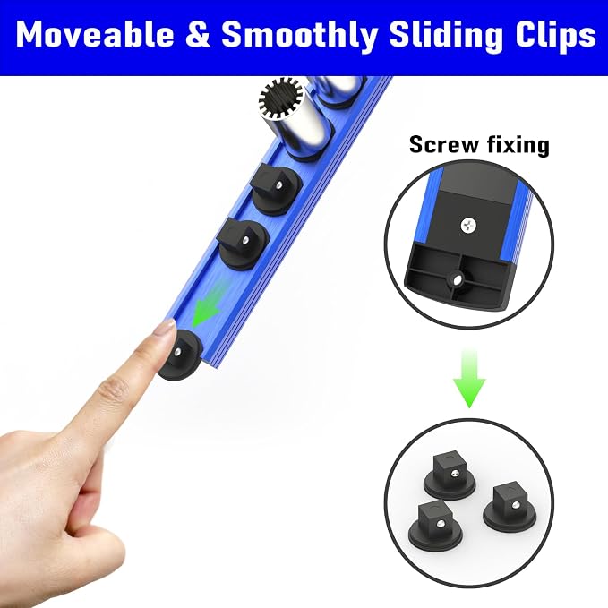 Magnetic Socket Holder Organizer Set, 6-Piece Heavy Duty Aluminum Alloy Socket - Image 2