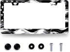 Black White American Flag License Plate Frame Patriotic USA Flag License Plate by MUAWUOIK