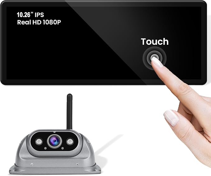 2.5D Display Wireless reversing Camera System FHD 1080P 10.26-inch touchable by Caivideo