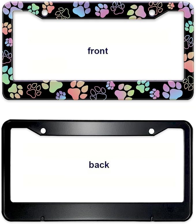 Dog Paw Car License Plate Frames, Colorful Pet Paw Printed License Plate Holder - Image 9