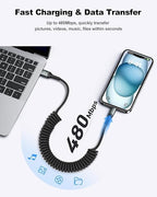 USB C Cable Coiled 6FT 2Pack, Braided USB A to Type C Charger Cable - Image 6