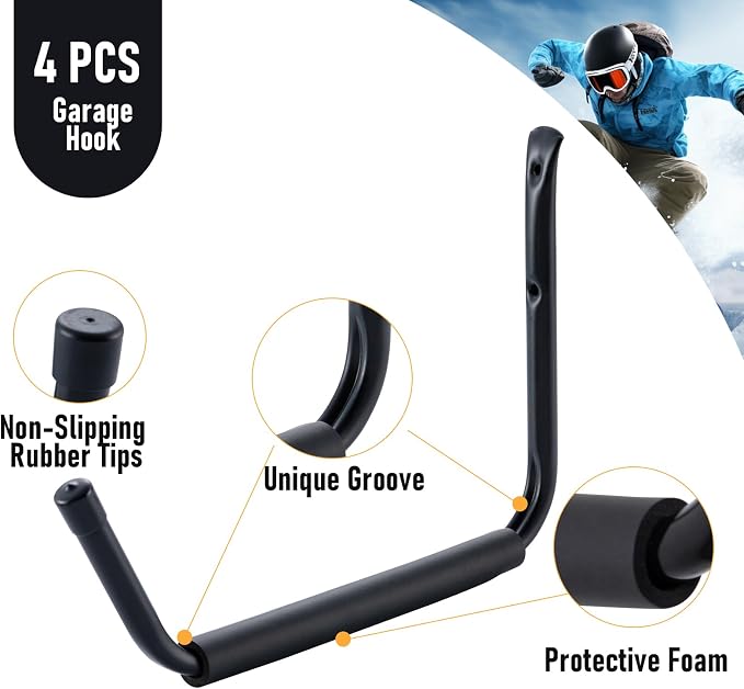 HOME MASTER HARDWARE Heavy Duty 15" Jumbo Garage Wall Hooks 4 Pack – 100 LB - Image 2