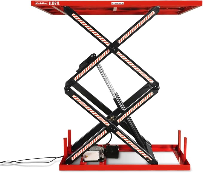 2200 lbs Capacity Stationary Powered Hydraulic Double Scissor Lift Table by MechMaxx
