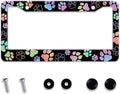 Dog Paw Car License Plate Frames, Colorful Pet Paw Printed License Plate Holder by MIXWIT