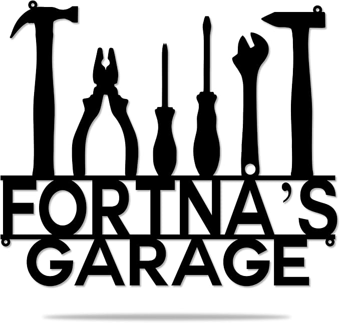 Personalized Dad's Garage Metal Sign by Pamaheart