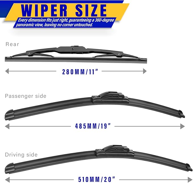 3 wipers Replacement for 1997-2001 Honda CR-V CRV, Windshield Wiper Blades - Image 2