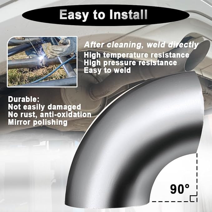 Cotonake OD 5 Inch 90 Degree SS304 Stainless Steel Bend Tube Exhaust Elbow Pipe - Image 5