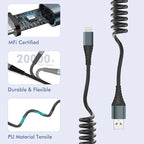 Heartbeats Coiled Lightning Cable 3FT 2 Pack MFi Certified Car iPhone Charger - Image 6
