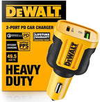 DEWALT Heavy Duty USB + USB C Car Charger Adapter, 49.5W Cigarette Lighter USBA by DEWALT