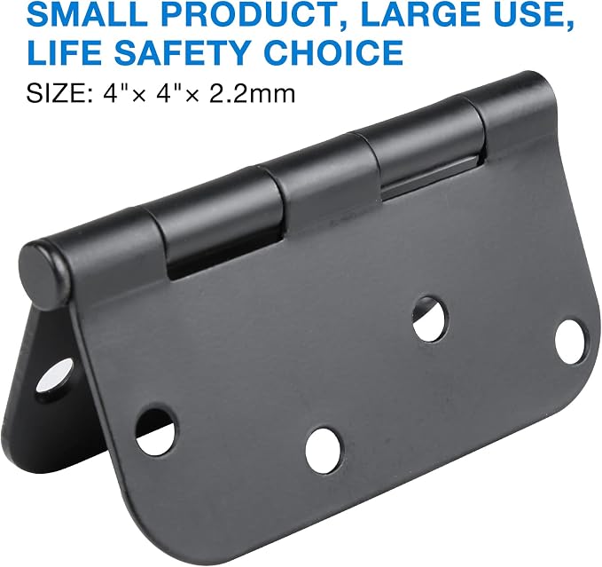 18 Pack Black Door Hinges 4 Inch x4 Rounded Heavy Duty Exterior Door Hinges - Image 2