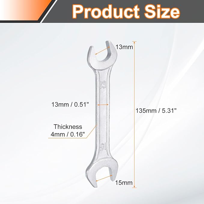 HARFINGTON Double Open End Wrench 13mm x 15mm Metric 15 Degree Offset Angle - Image 2