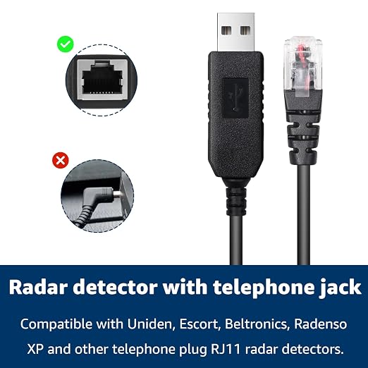 3.3FT USB to RJ11 Plug Cable, Radar Detector Cable Compatible - Image 7