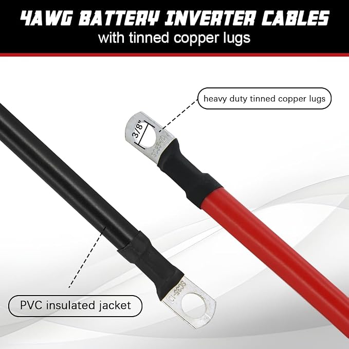 4 AWG Battery Cable 4FT 4 Gauge Pure Copper Battery Inverter Cables - Image 4