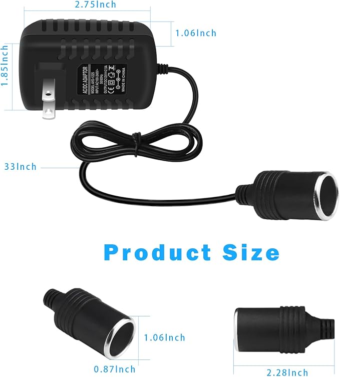inShareplus 12V 2.5A 30W AC to DC Converter, 12 Volt Car Cigarette Lighter - Image 6