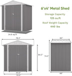Patiowell 6x4 FT Outdoor Storage Shed, Water-Resistance Metal Outdoor Sheds - Image 7