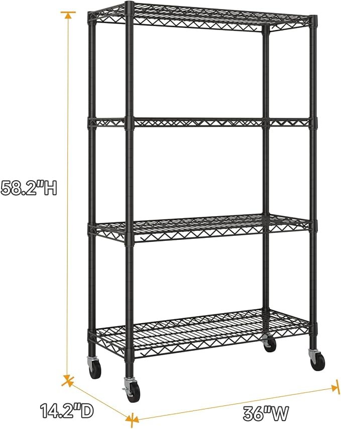 SINGAYE 4 Garage Heavy Duty Shelving Unit Kitchen Pantry Close Home Organizers - Image 3
