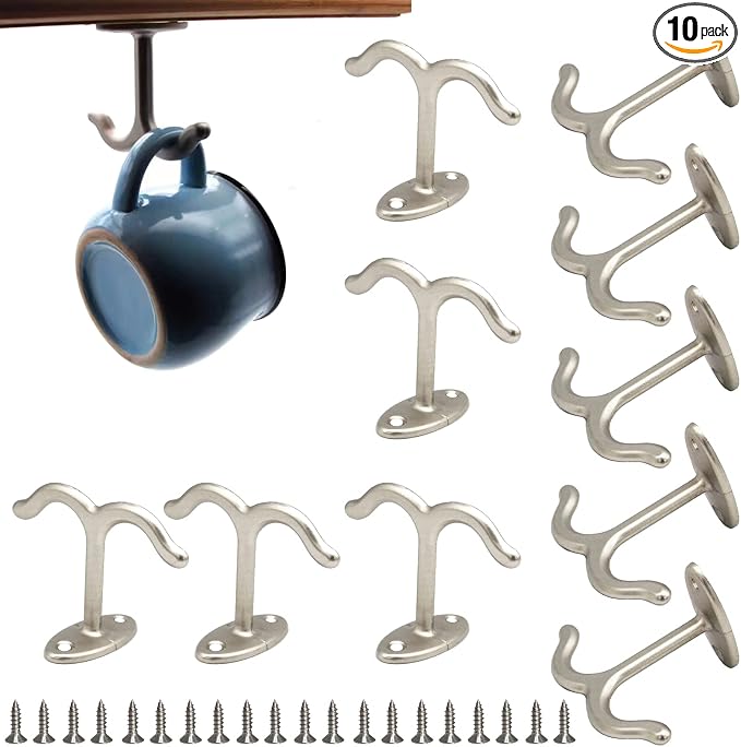 10 Pcs Zinc Alloy Ceiling Double Hook Cabinet Wardrobe Coat Towel Hat Hook by FanSiVoKe