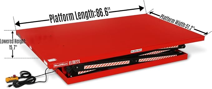 2200 lbs Capacity Stationary Powered Hydraulic Double Scissor Lift Table - Image 3