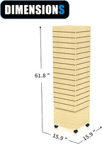 WISDOMFUR Rotating Slatwall Display Rack – 16"x16"x60" Maple Spinning Tower - Image 2