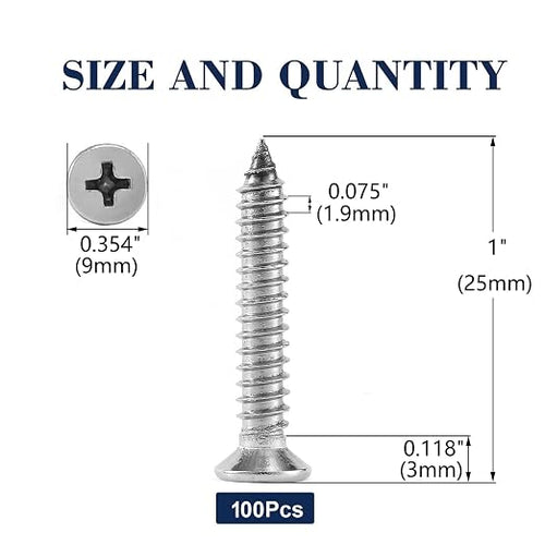 #10 x 1" Wood Screw 100Pcs 18-8 Stainless Steel Screws Flat Head Phillips Fast - Image 2