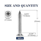 #14 x 1 Wood Screw 100Pcs 18-8 Stainless Steel Screws Flat Head Phillips Fast - Image 2