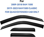 Window Visors Rain Guards for 2009-2018 Dodge Ram 1500 Quad Cab, Out-Channel - Image 2